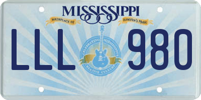 MS license plate LLL980