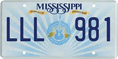 MS license plate LLL981