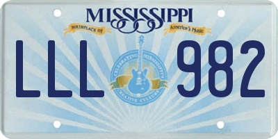 MS license plate LLL982