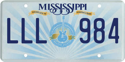 MS license plate LLL984