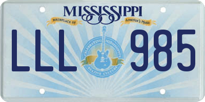 MS license plate LLL985