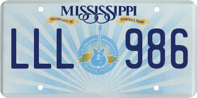 MS license plate LLL986