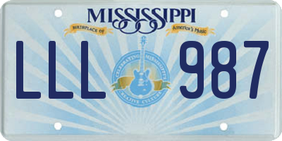 MS license plate LLL987