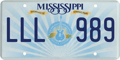 MS license plate LLL989