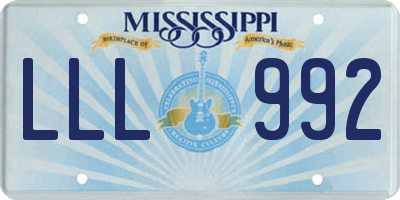 MS license plate LLL992