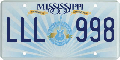 MS license plate LLL998