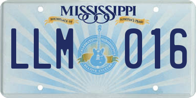 MS license plate LLM016