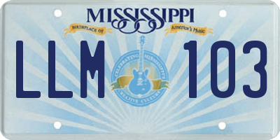 MS license plate LLM103