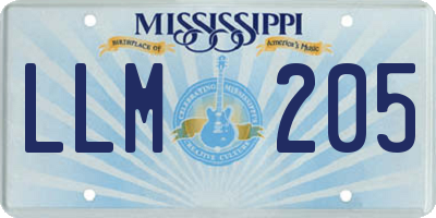 MS license plate LLM205