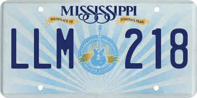 MS license plate LLM218