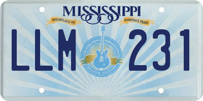 MS license plate LLM231