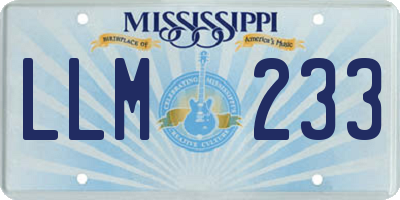 MS license plate LLM233