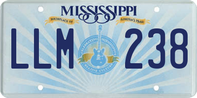 MS license plate LLM238