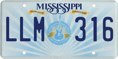MS license plate LLM316