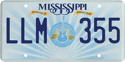 MS license plate LLM355