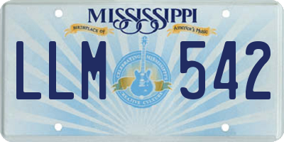 MS license plate LLM542