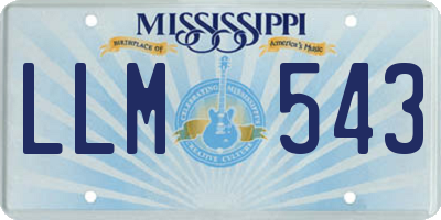 MS license plate LLM543