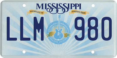 MS license plate LLM980