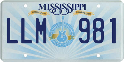MS license plate LLM981