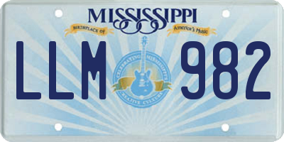 MS license plate LLM982