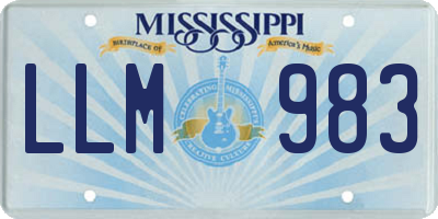 MS license plate LLM983