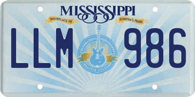 MS license plate LLM986
