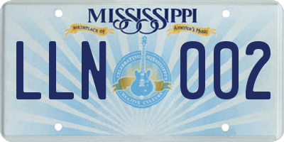 MS license plate LLN002