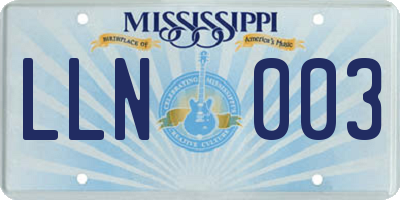 MS license plate LLN003