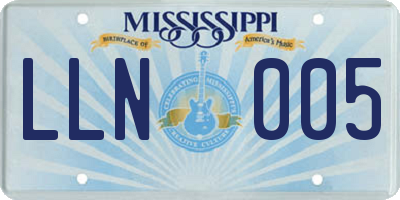 MS license plate LLN005