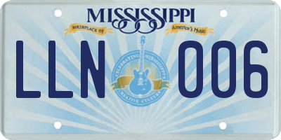 MS license plate LLN006