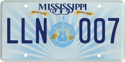 MS license plate LLN007