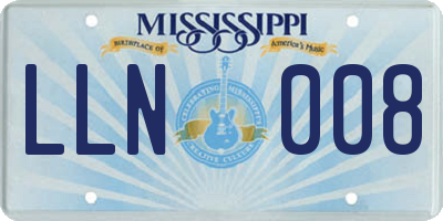 MS license plate LLN008