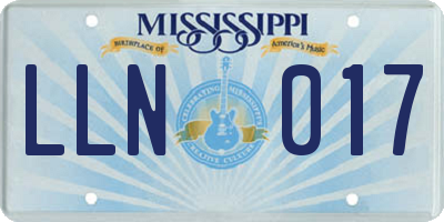 MS license plate LLN017