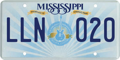 MS license plate LLN020