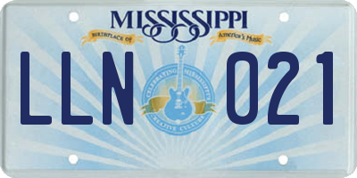 MS license plate LLN021