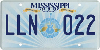 MS license plate LLN022