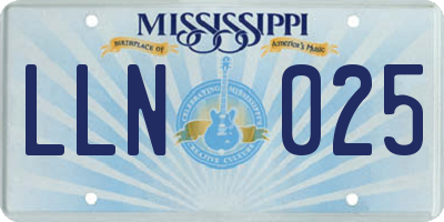 MS license plate LLN025
