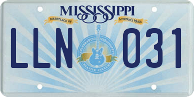MS license plate LLN031