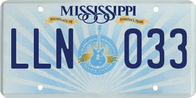 MS license plate LLN033