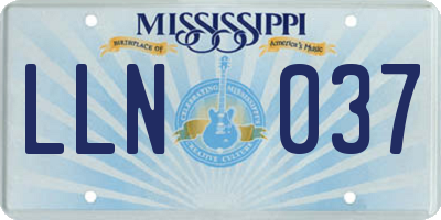 MS license plate LLN037