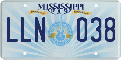 MS license plate LLN038