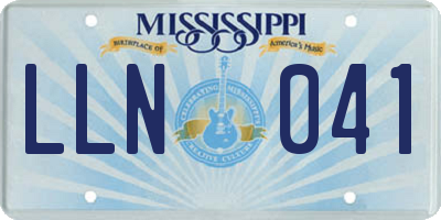 MS license plate LLN041