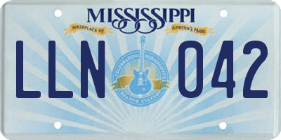 MS license plate LLN042