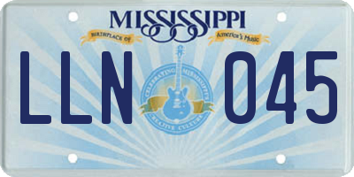 MS license plate LLN045