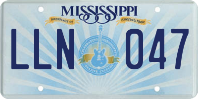 MS license plate LLN047