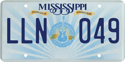 MS license plate LLN049