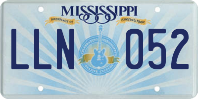 MS license plate LLN052
