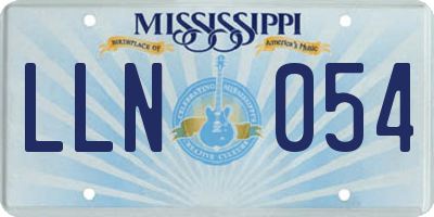 MS license plate LLN054