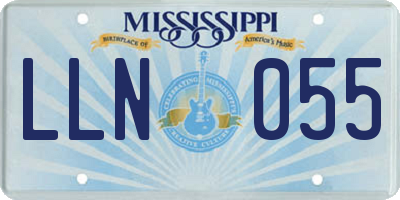 MS license plate LLN055