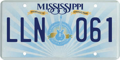 MS license plate LLN061